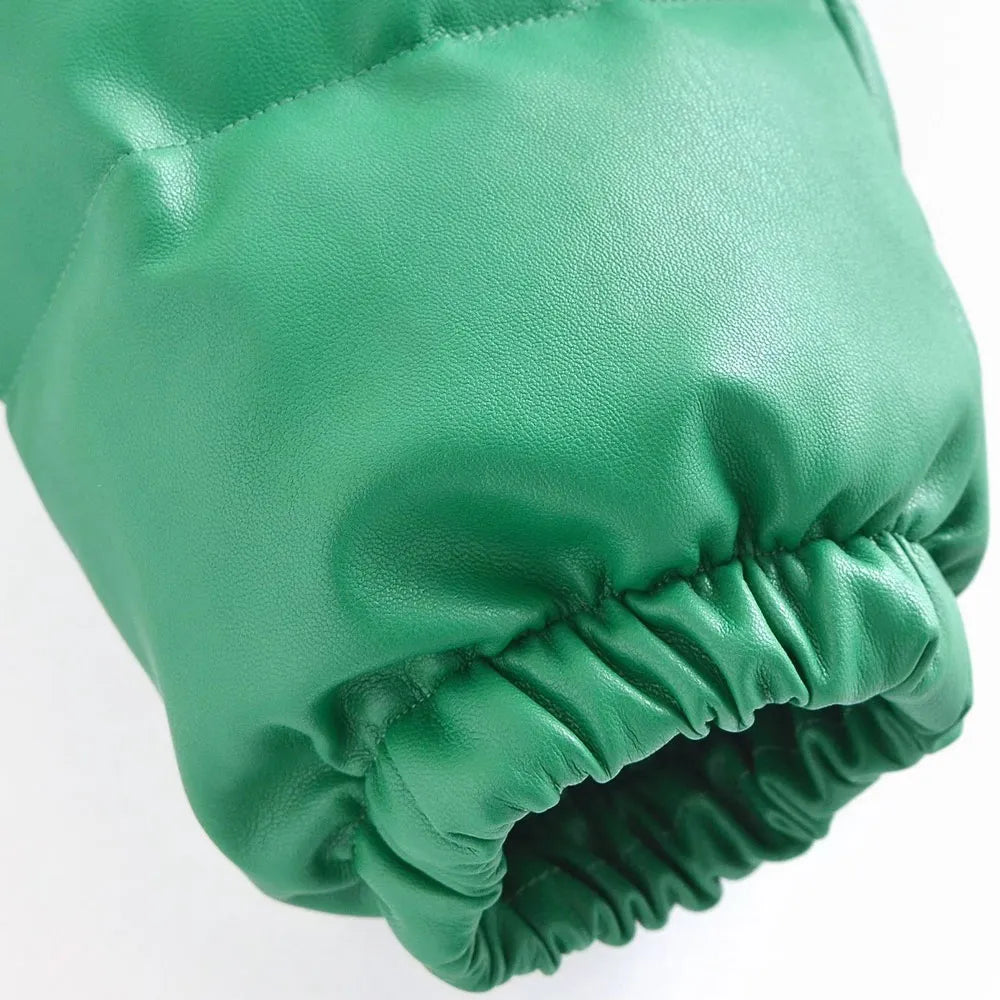 Faux Leather Thick Warm Padded Jacket