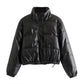 Faux Leather Thick Warm Padded Jacket