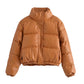 Faux Leather Thick Warm Padded Jacket