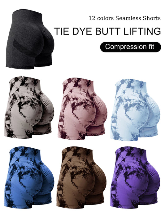Butt Lifting Tie Dye High Waist Sports Shorts