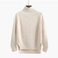 Solid Mock Neck Loose Pullover Sweaters Knit Split Stripe Jumpers