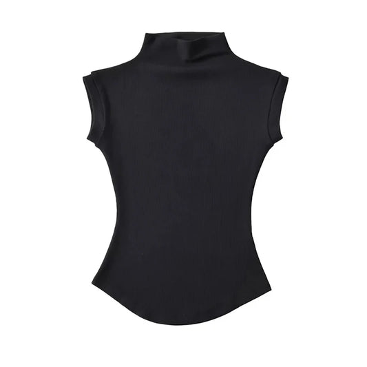 Casual Tees Turtleneck Sleeveless T-Shirts Tops