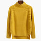 Solid Mock Neck Loose Pullover Sweaters Knit Split Stripe Jumpers